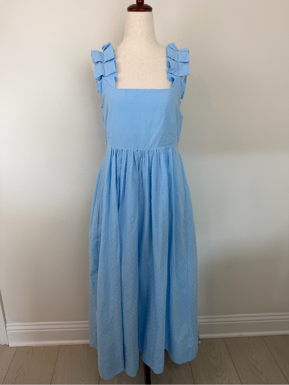 LAKE Lolly Cotton Midi Dress in Morning Blue Size Medium - Picture 4 of 14